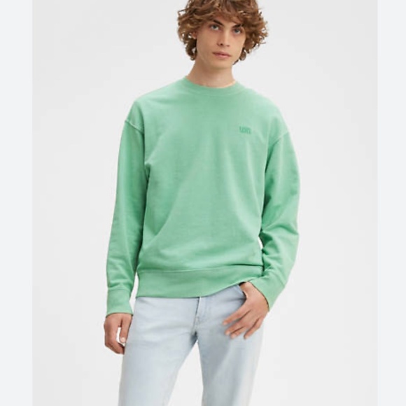 Levis Authentic Crewneck Sweatshirt Relaxed Fit in Green Size Medium EUC - Picture 1 of 5
